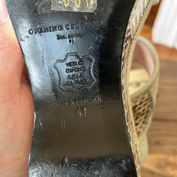 Opening Ceremony Cream Suede Leather & Snakeskin Ankle Strap Platform Wedges - Picture 5 of 12